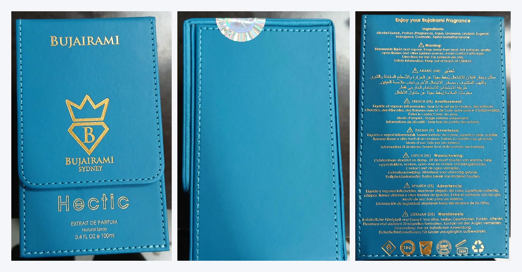 KRINOVA warehouse operations: packaging, security seal and multilingual safety label checked before listing